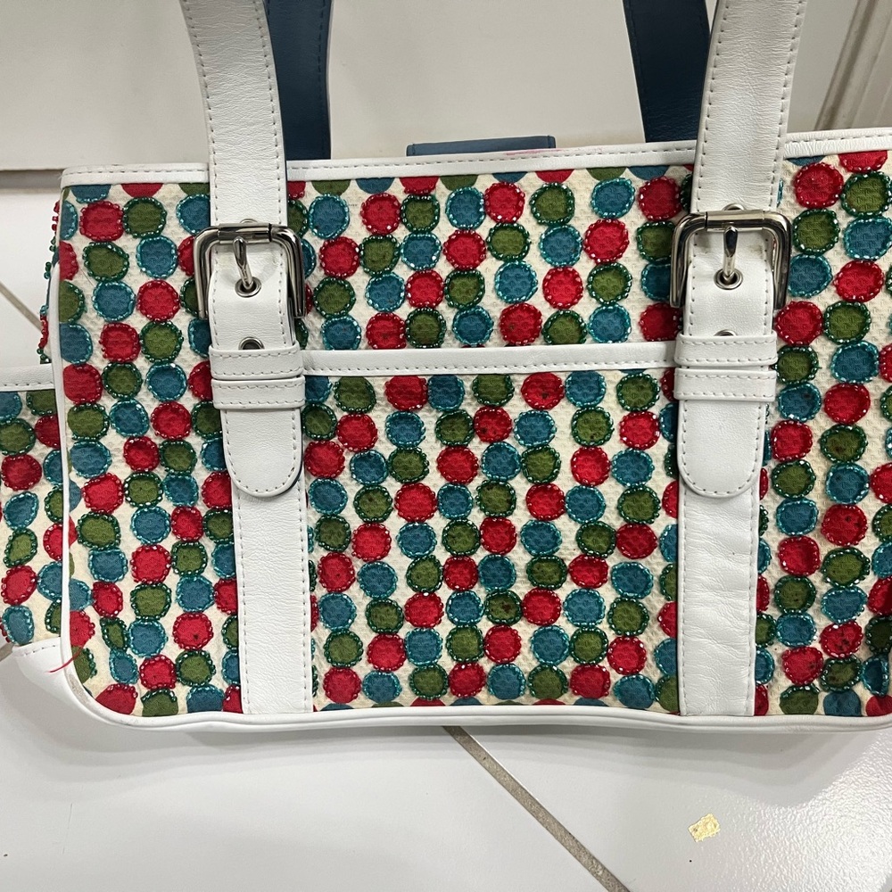 Isabella Fiore leather beaded polka-dot purse